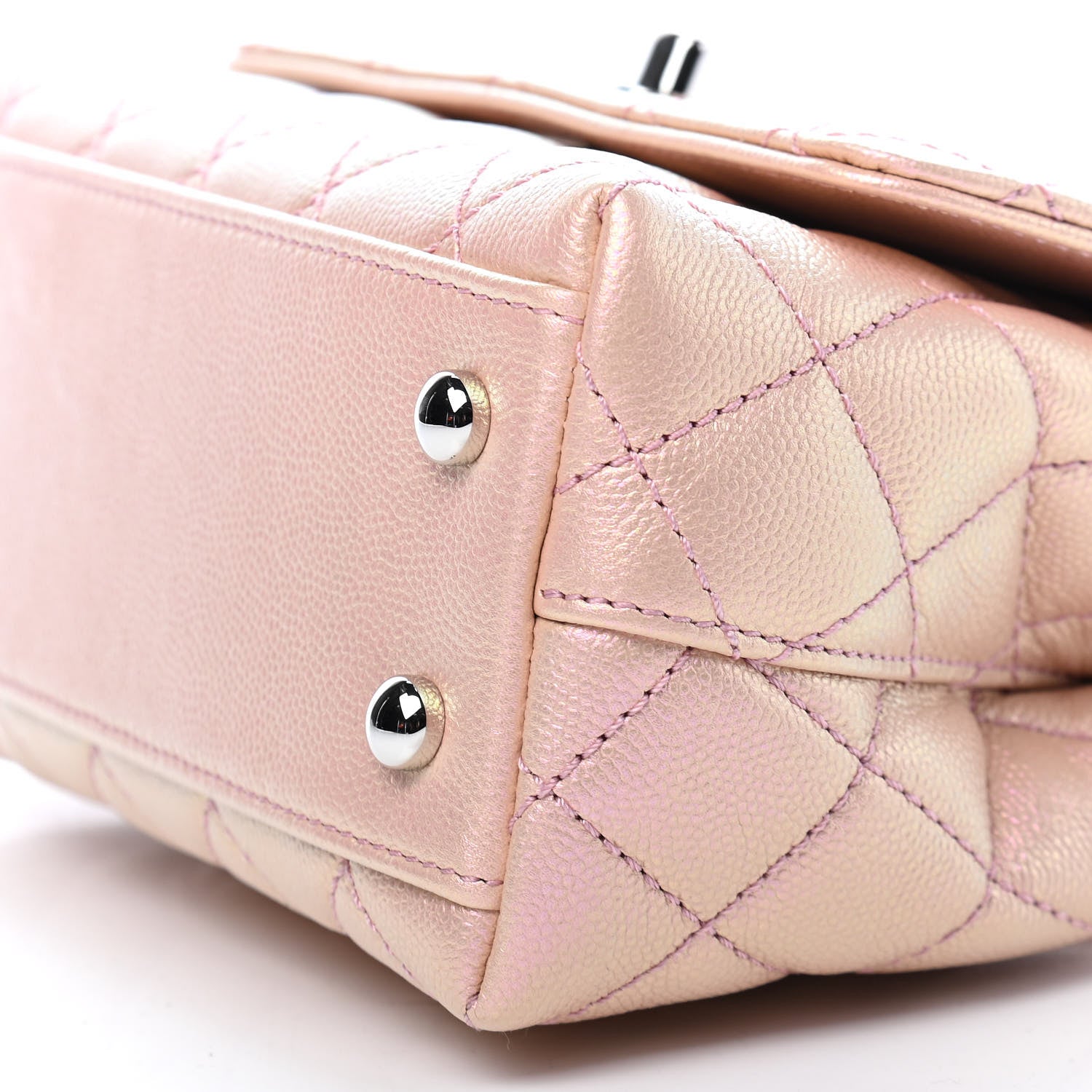 Chanel Iridescent Caviar Quilted Extra Mini Coco Handle Flap Light Pink 9 of 9