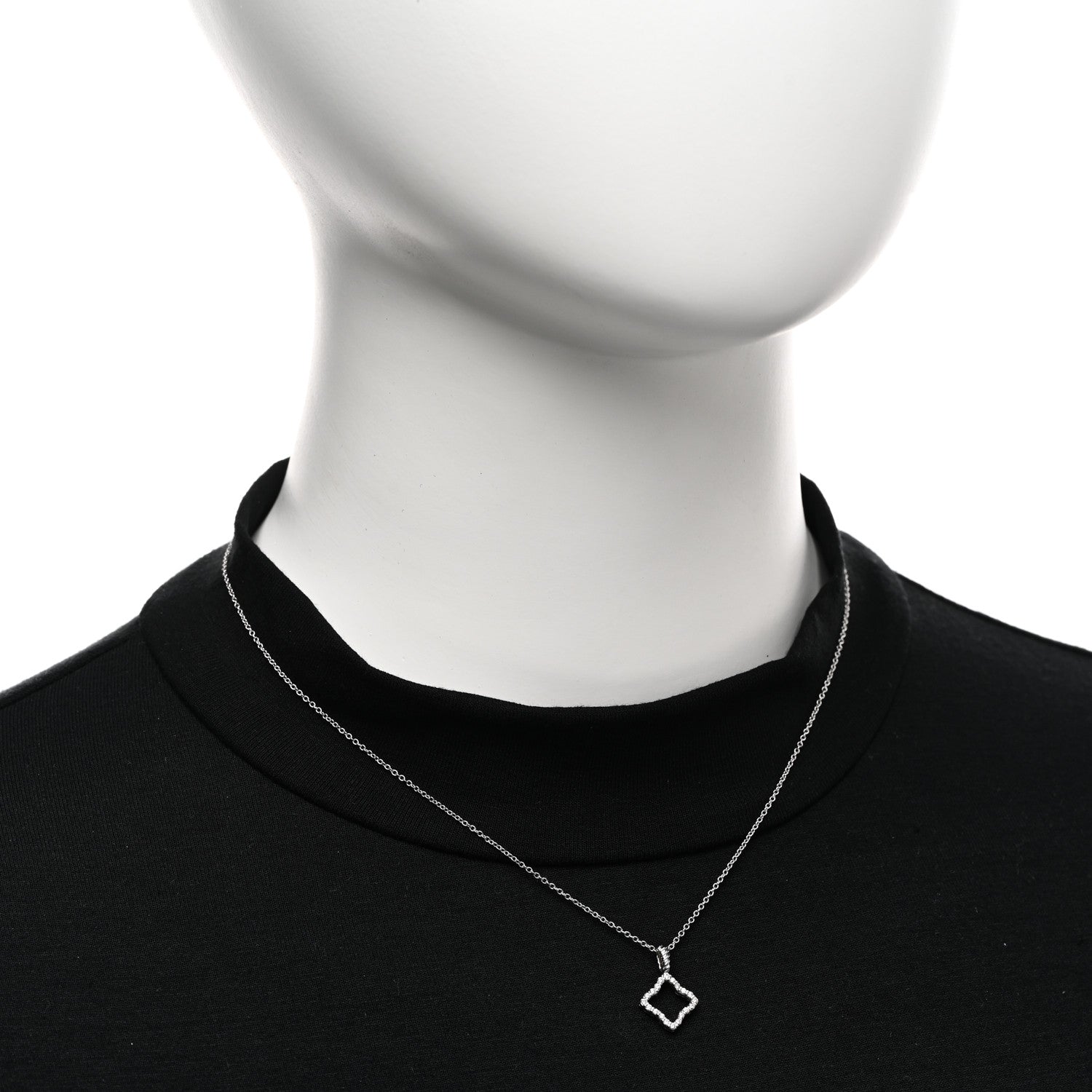David Yurman 18K White Gold Diamond Quatrefoil Pendant Necklace 2 of 4
