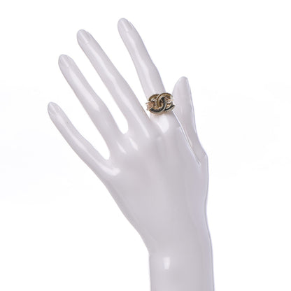 Chanel Glitter Enamel CC Ring 5.75 Grey Gold 2 of 5