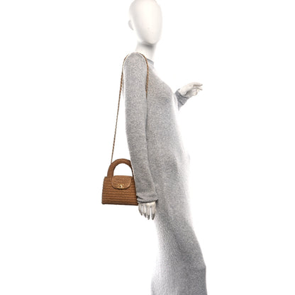 Chanel Braided Raffia Nano Kelly Flap Bag Dark Beige 2 of 11