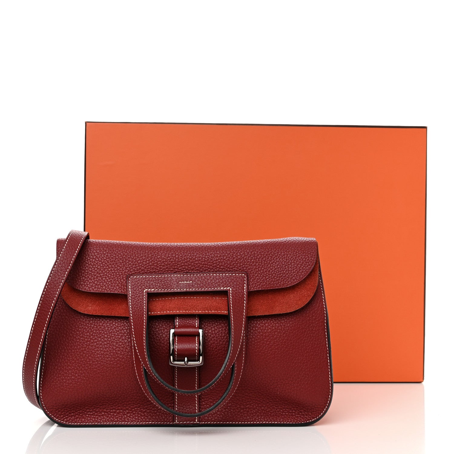 Hermes Taurillon Clemence Halzan 31 GM Rouge Grenat 12 of 12