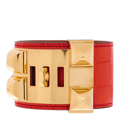 Hermes Matte Alligator Collier De Chien CDC Bracelet S Poppy 2 of 3
