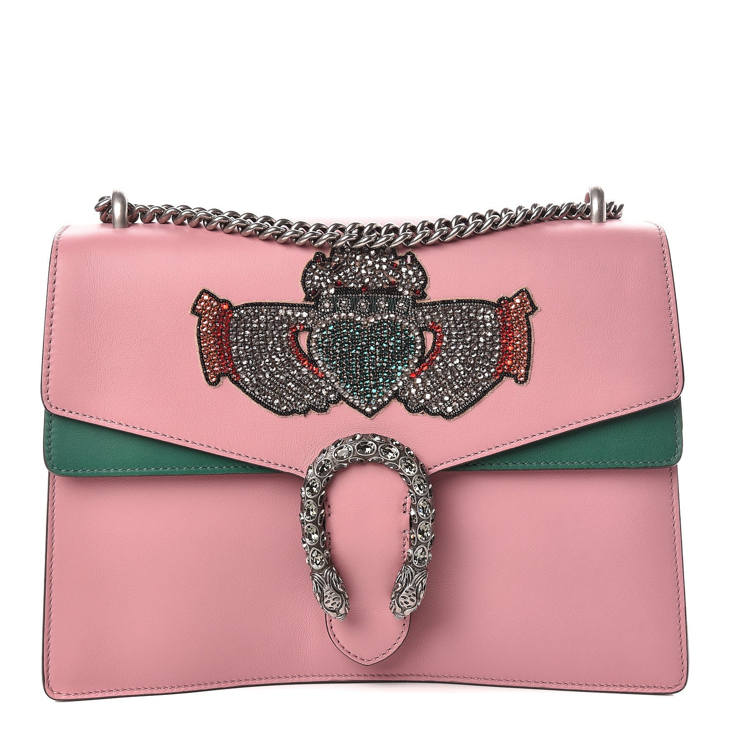 Gucci Calfskin Heart Embroidered Medium Dionysus Shoulder Bag Pink 1 of 11