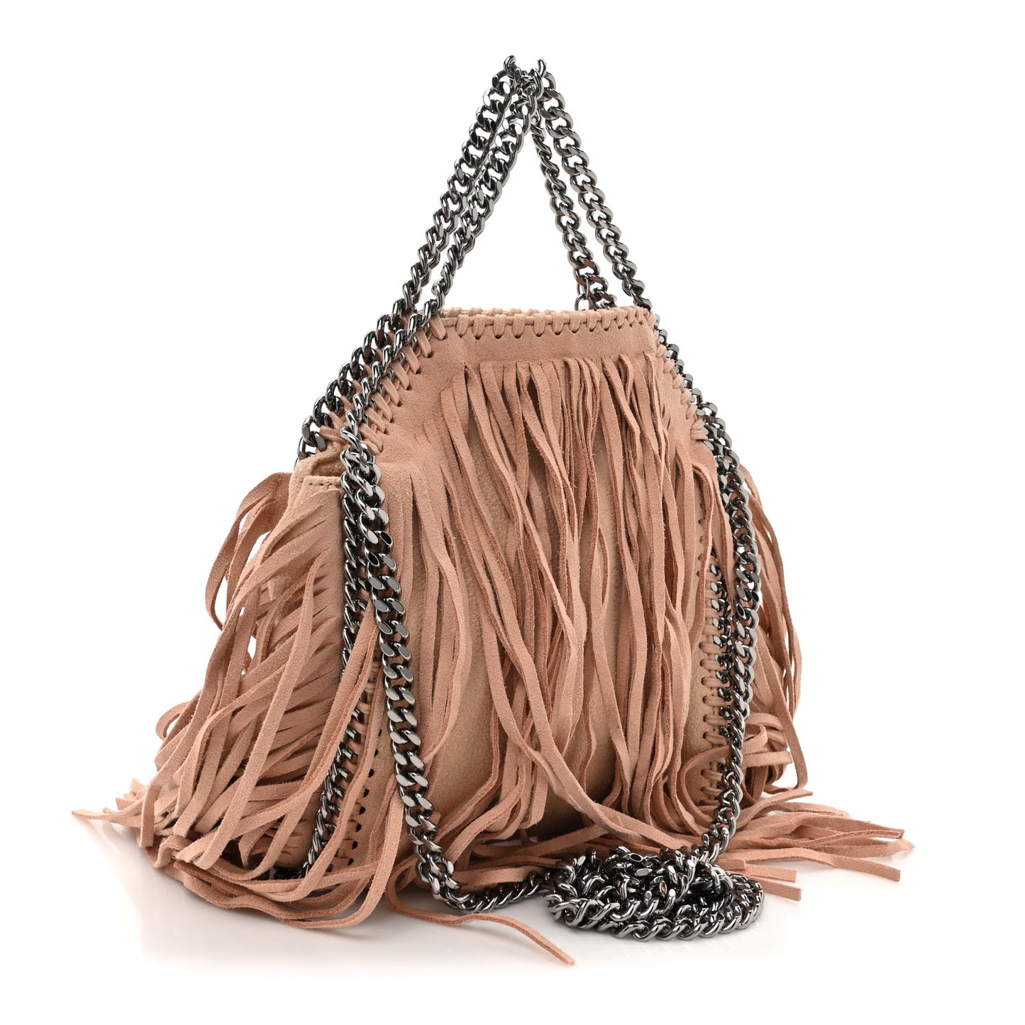 Shaggy Deer Fringe Tiny Falabella Tote Powder