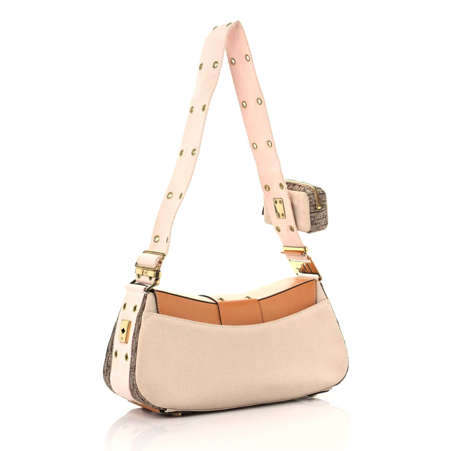 Christian Dior Canvas Calfskin Street Chic Shoulder Bag Pink 4 of 24