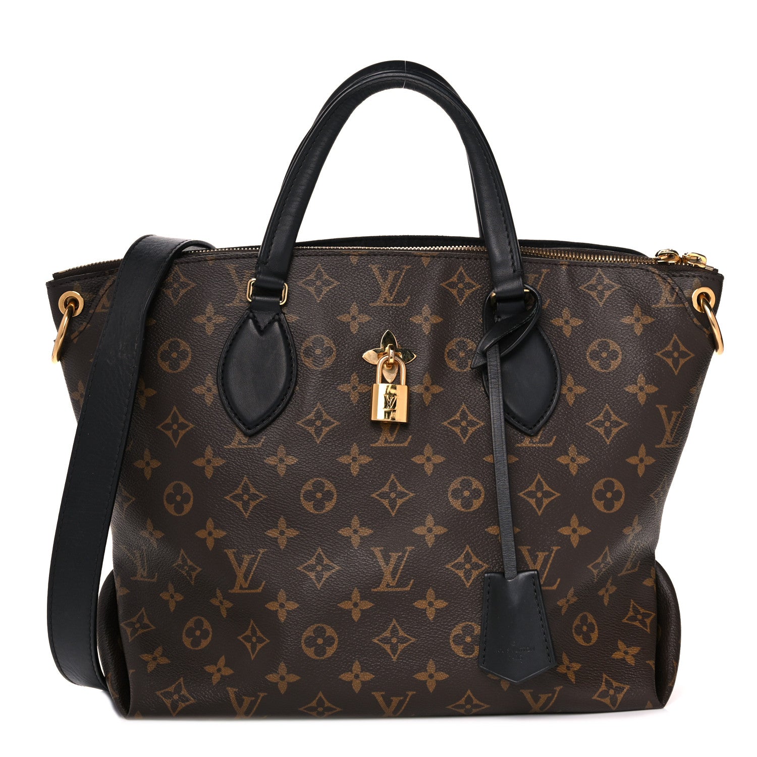 Louis Vuitton Monogram Flower Zipped Tote MM Black 1 of 14