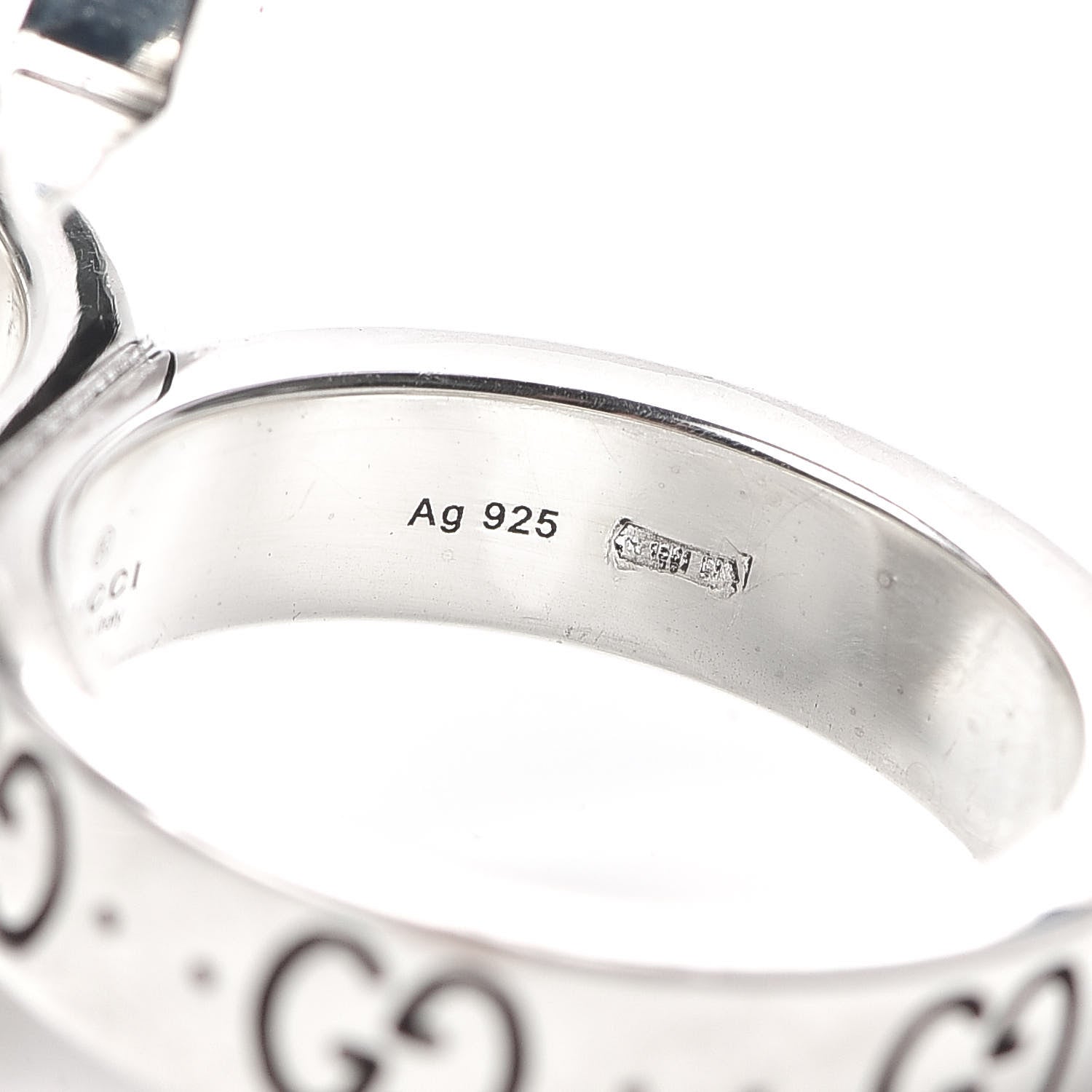 Gucci Sterling Silver Enamel Orso Ring 52 6 6 of 7