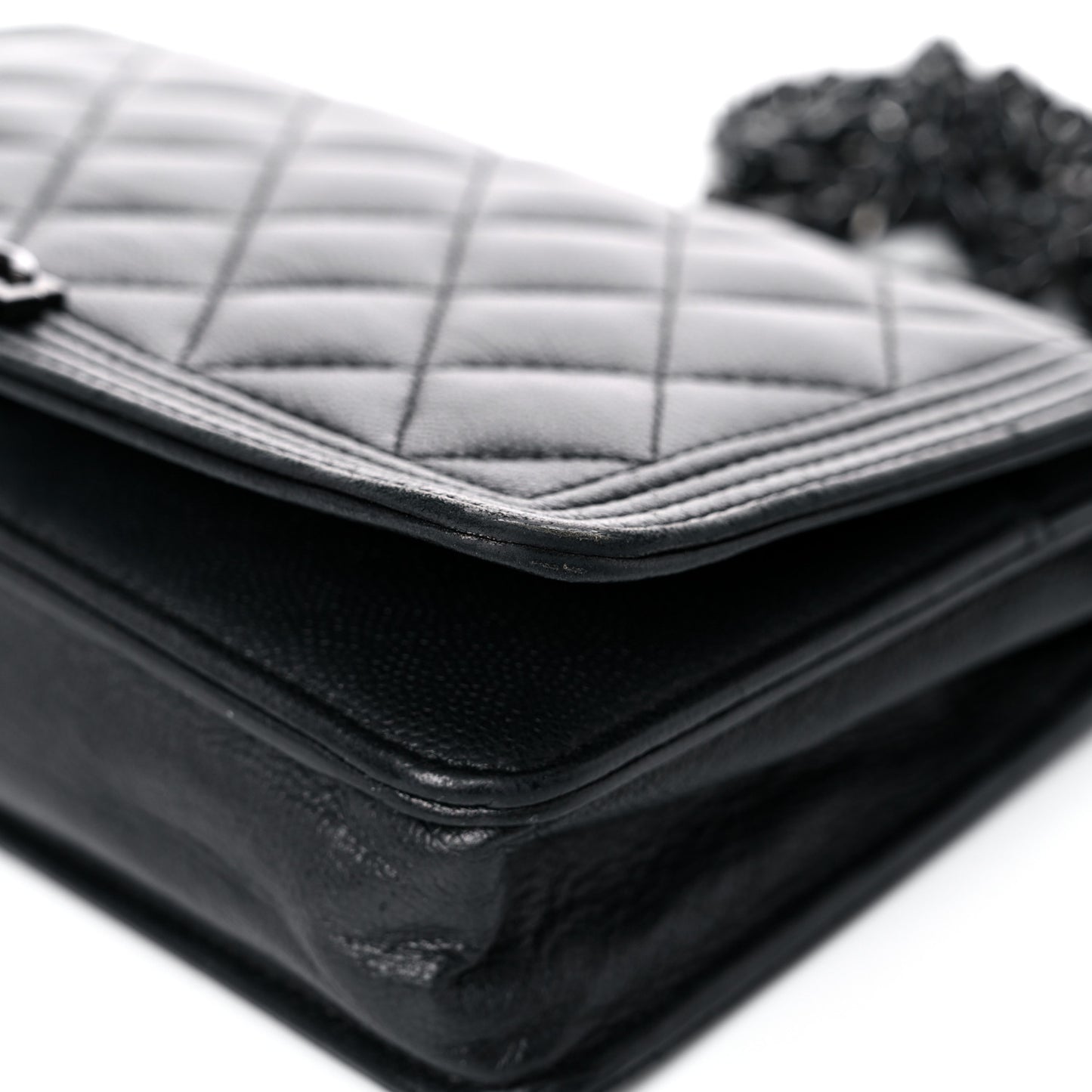 Caviar Quilted Boy Wallet On Chain WOC So Black