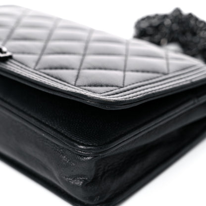 Chanel Caviar Quilted Boy Wallet On Chain WOC So Black 10 of 22