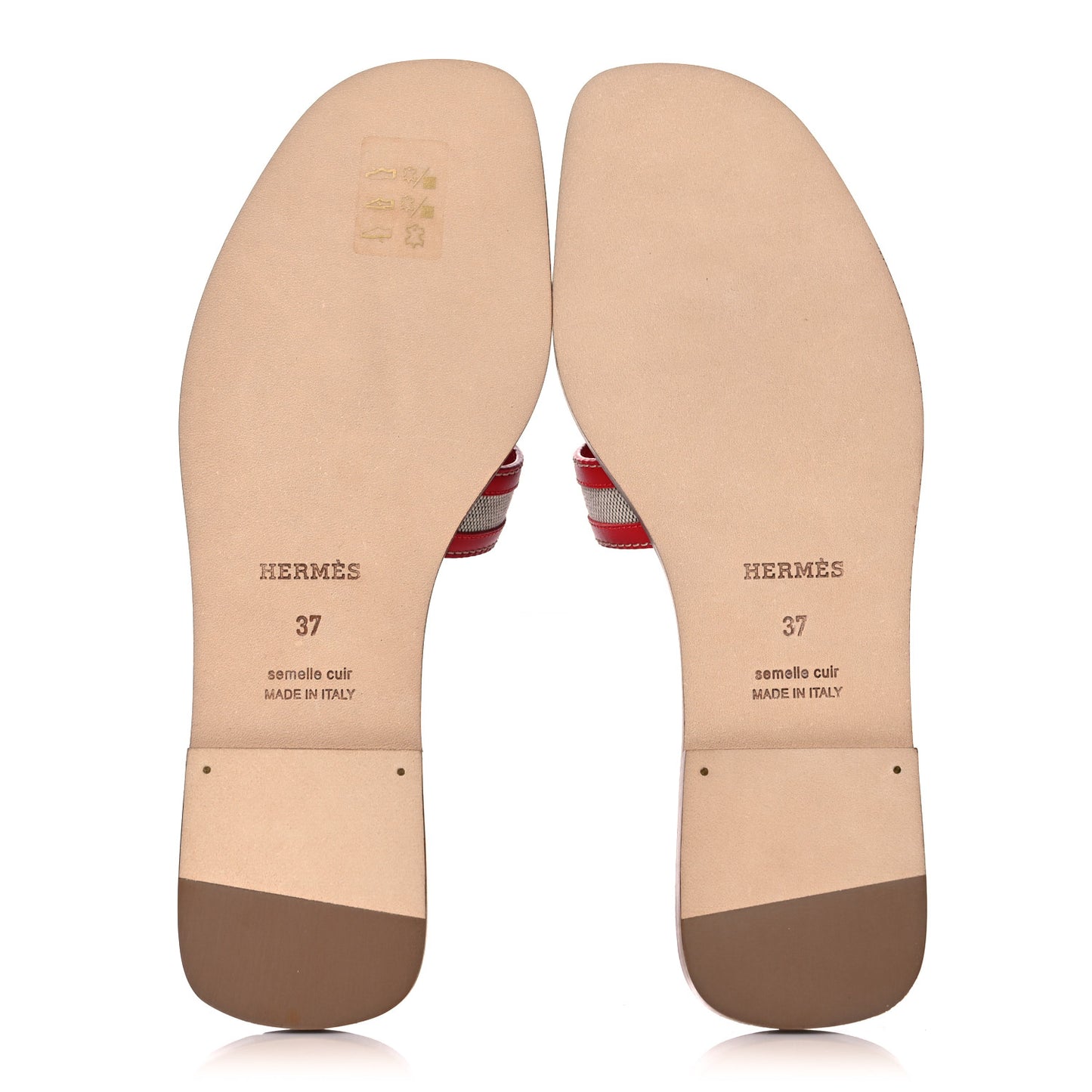 Canvas Calfskin Oran Sandals 37 Prunoir Rouge A Levre