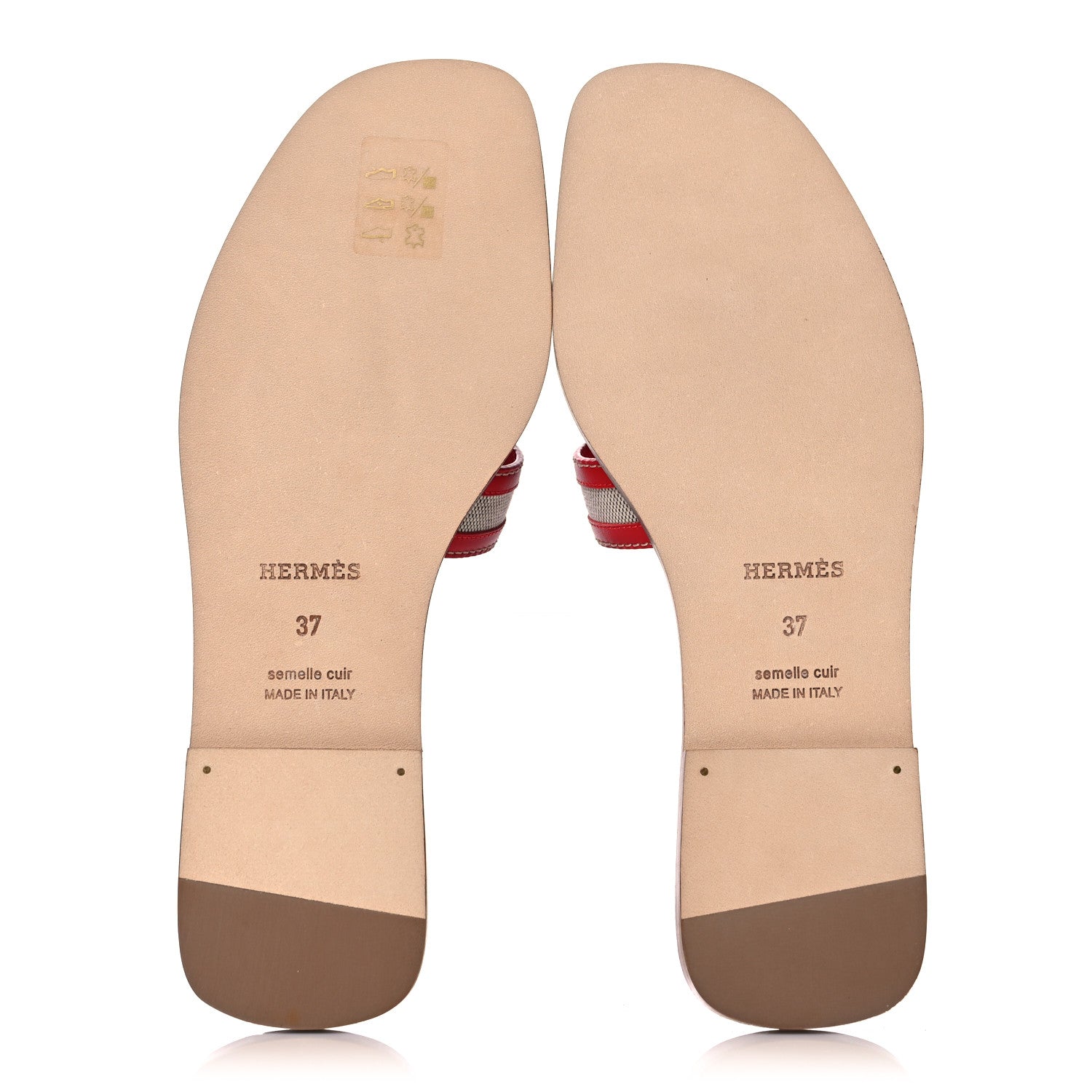 Hermes Canvas Calfskin Oran Sandals 37 Prunoir Rouge A Levre 5 of 9