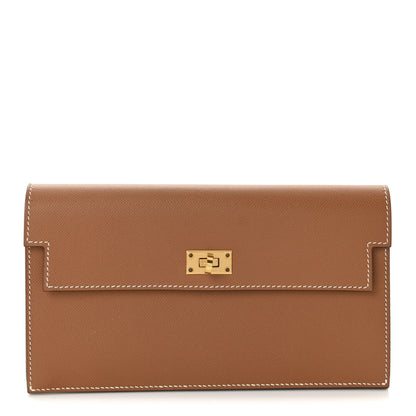 Hermes Madame Calfskin Kelly Pocket Long Wallet Gold 1 of 8