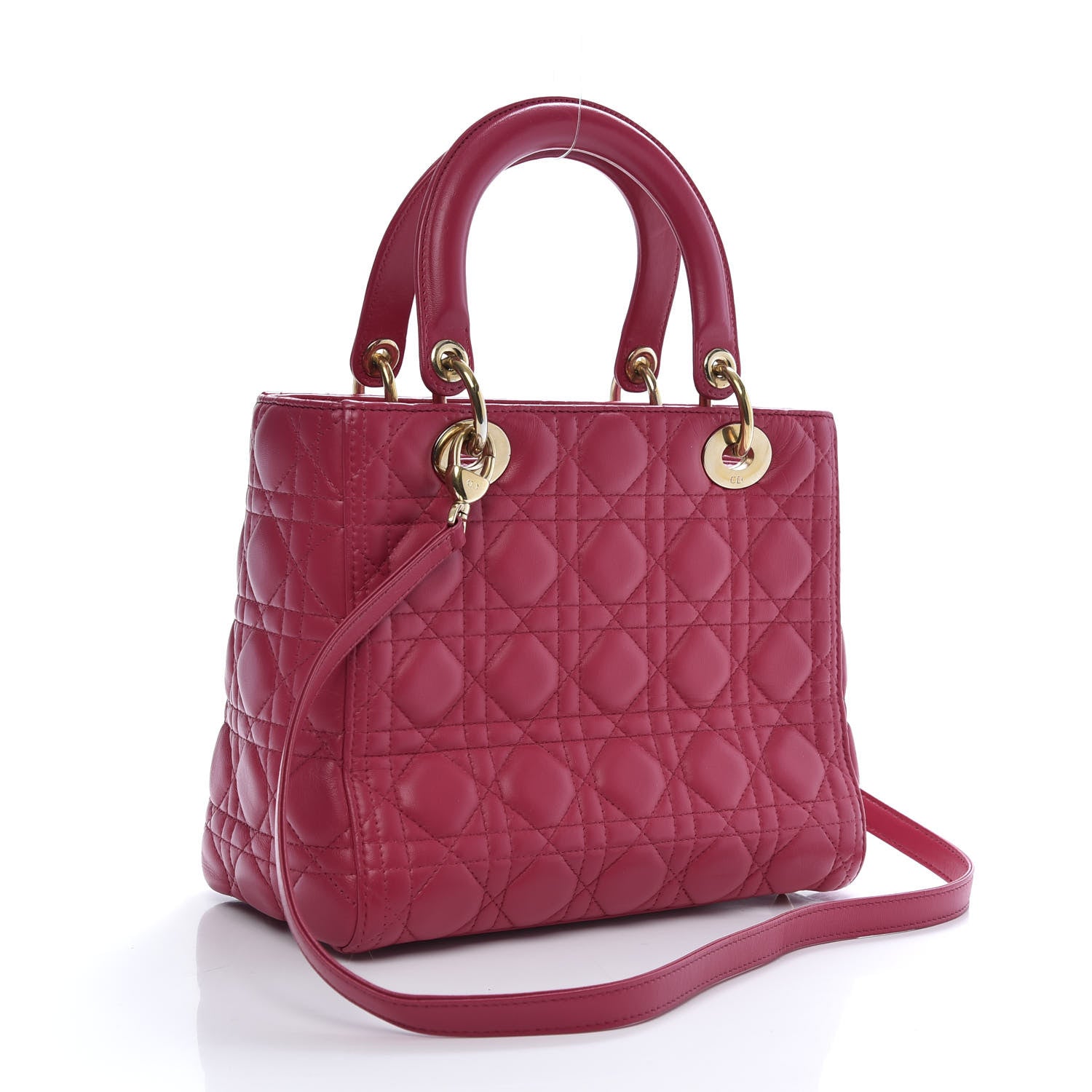 Christian Dior Lambskin Cannage Medium Lady Dior Pink 3 of 11