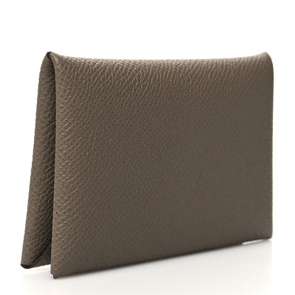 Hermes Epsom Calvi Card Case Etoupe 3 of 13