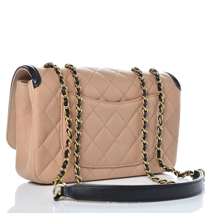 Chanel Caviar Quilted Small CC Filigree Flap Beige Black 3 of 10