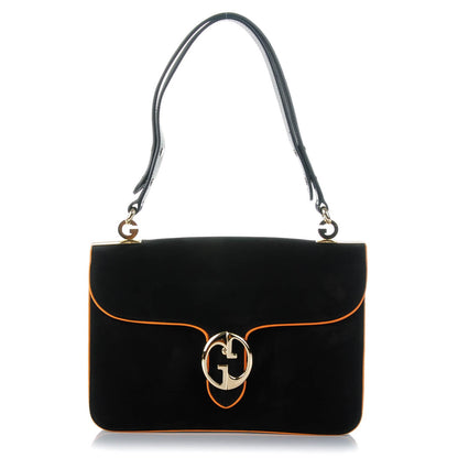 Gucci Nubuck Medium 1973 Shoulder Flap Bag Black 1 of 8