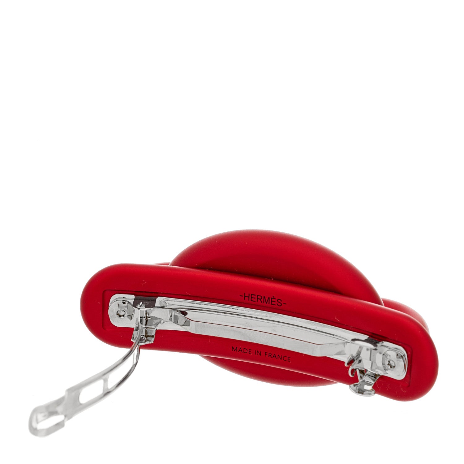 Hermes Matte Aluminium Tri Maillon PM Hair Clip Rouge De Coeur 4 of 4