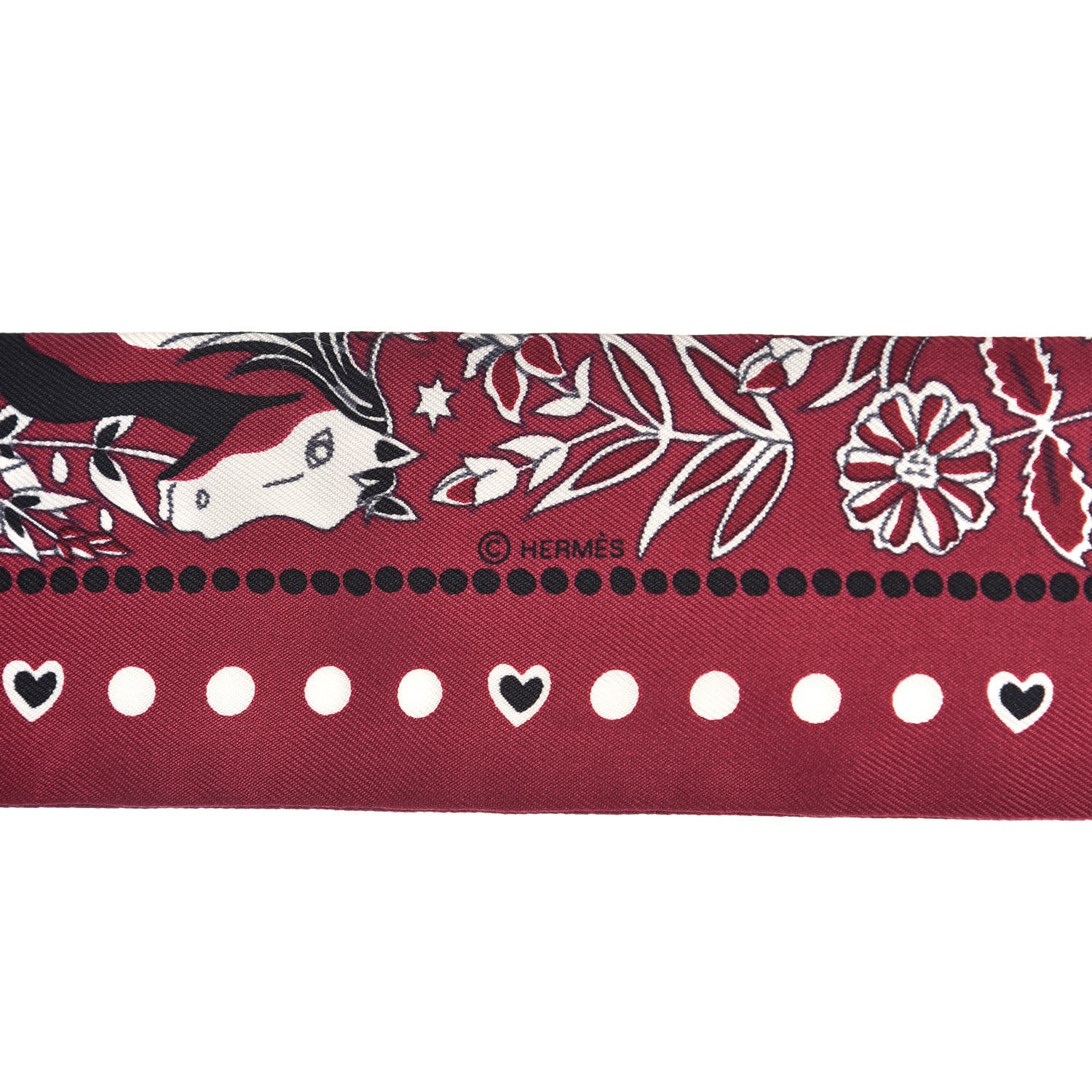 Hermes Silk Entre Ciel Et Mer Twilly Bordeaux White Black 4 of 5
