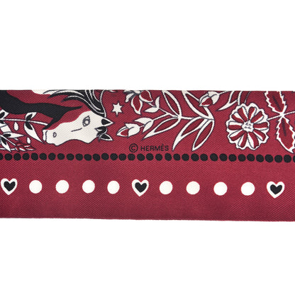 Hermes Silk Entre Ciel Et Mer Twilly Bordeaux White Black 4 of 5