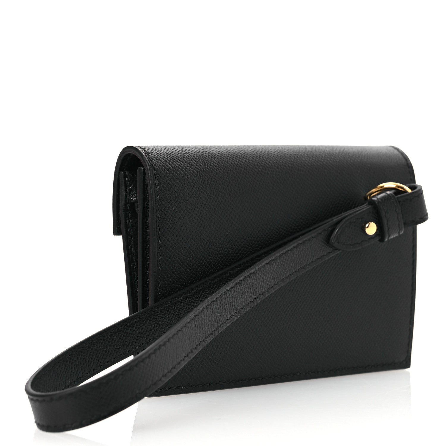Hermes Madame Calfskin Kelly Pocket Slim Wallet Black 3 of 9