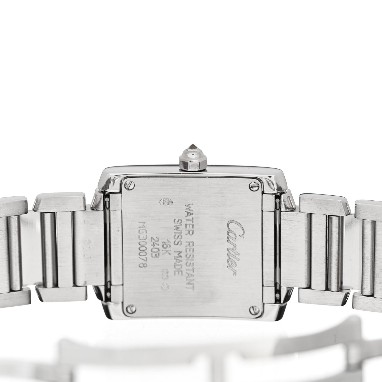 18K White Gold Diamond Bezel 20mm Tank Francaise Quartz Watch