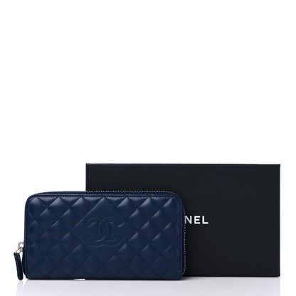 Chanel Caviar Quilted Diamond CC Gusset Zip Around Wallet Navy 11 of 11