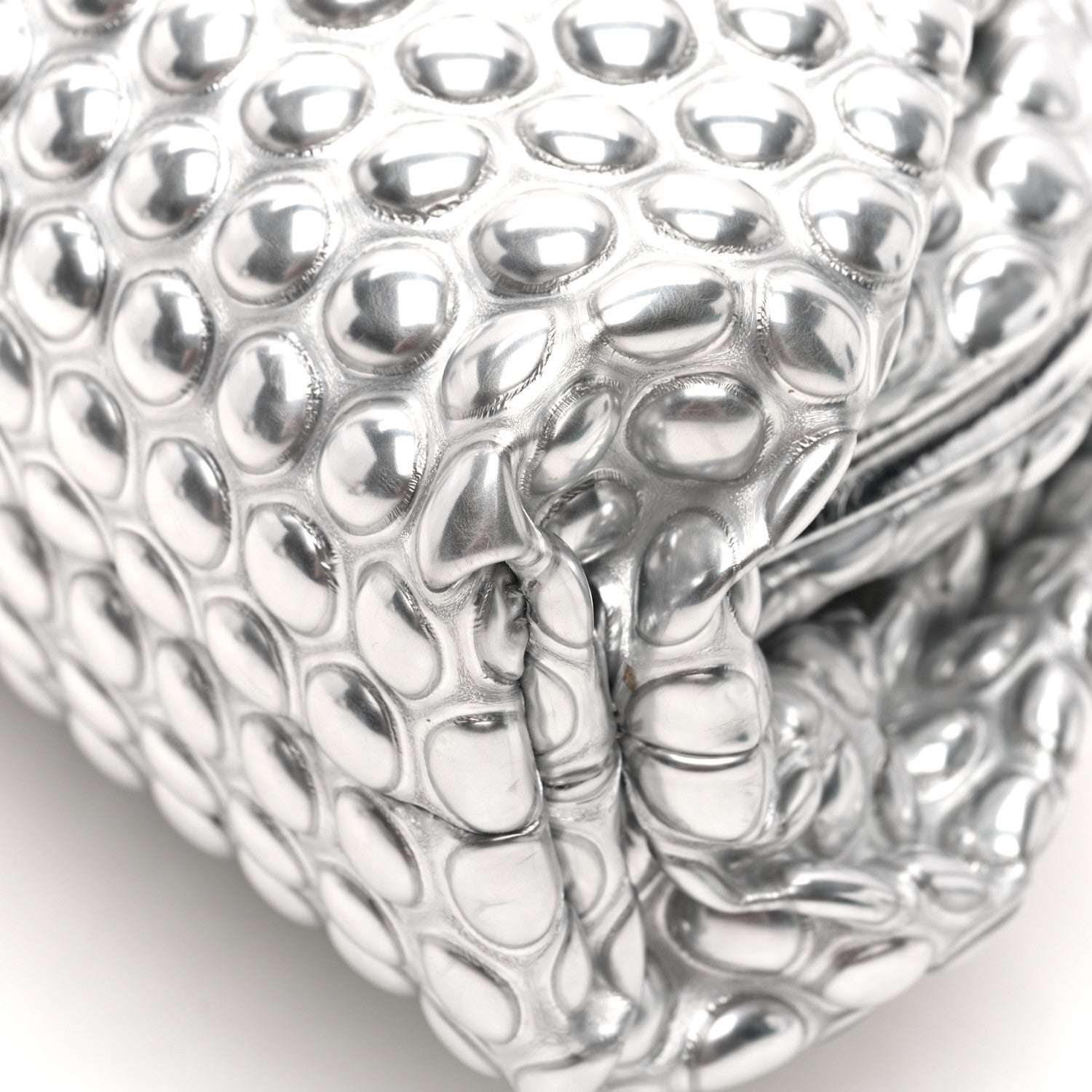 Bottega Veneta Metallic Fabric Bubble Wrap The Mini Pouch Silver 7 of 7