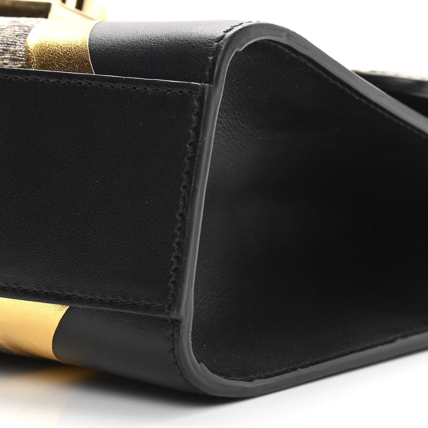 Calfskin GG Supreme Monogram Small Padlock Shoulder Bag Black Gold