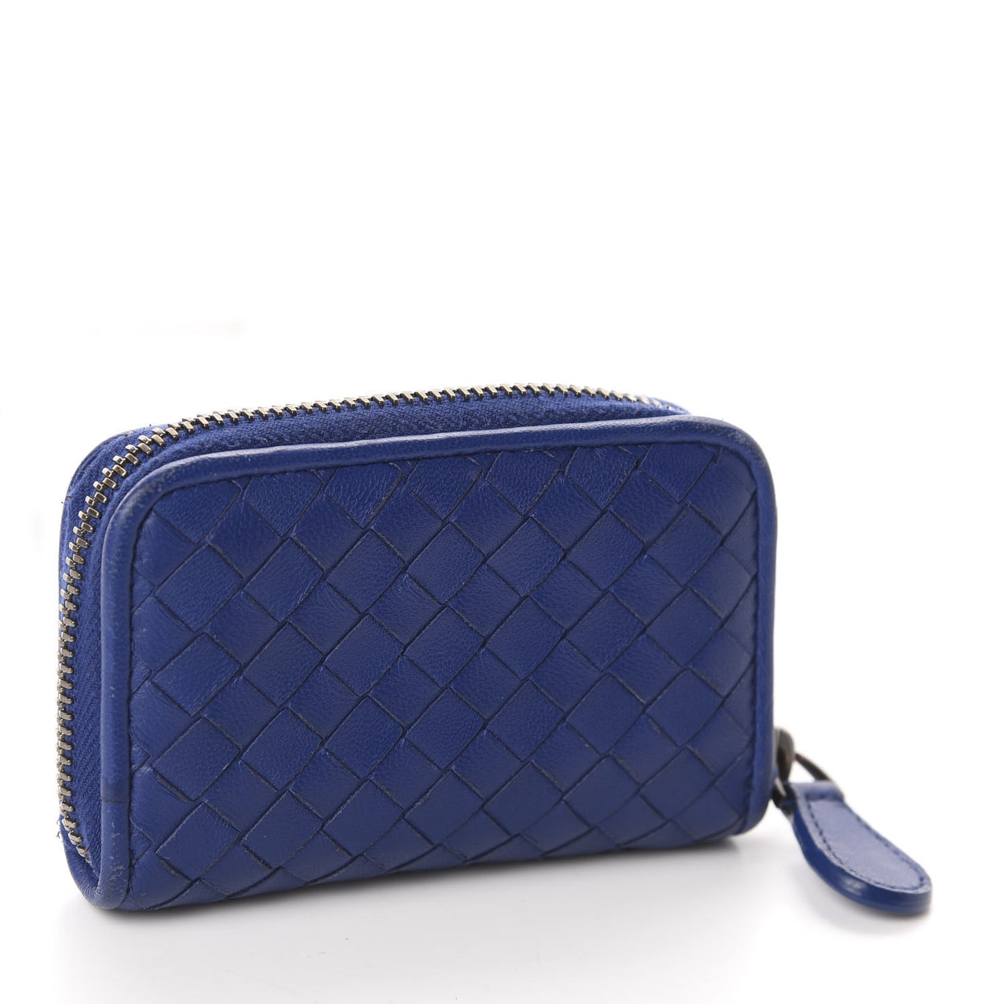 Nappa Intrecciato Zip Around Coin Purse Cobalt
