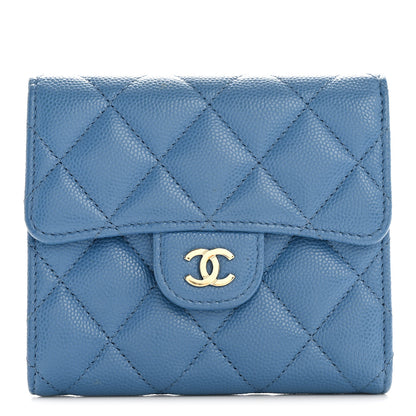 Chanel Caviar Quilted Compact Flap Wallet Blue 1 of 9