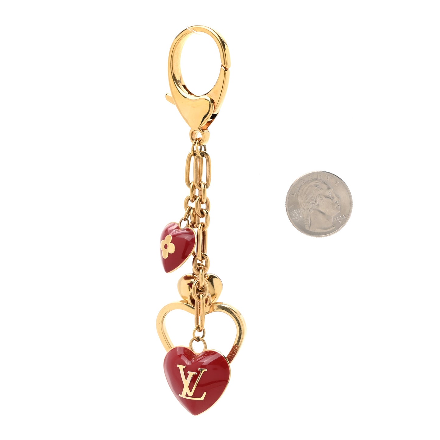 Coeurs Heart Bag Charm Key Holder Red