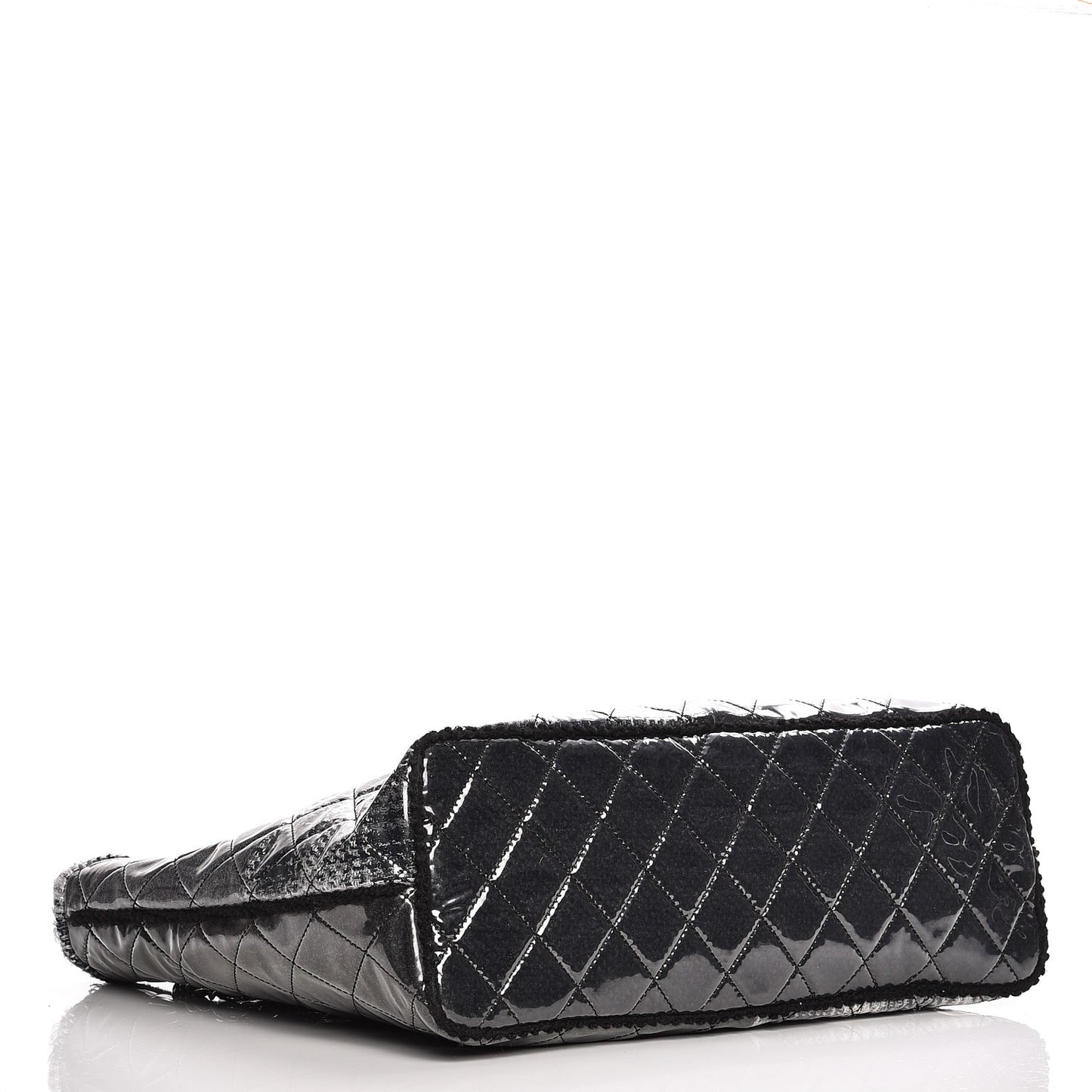 Vinyl Funny Tweed Patchwork Tote Grey