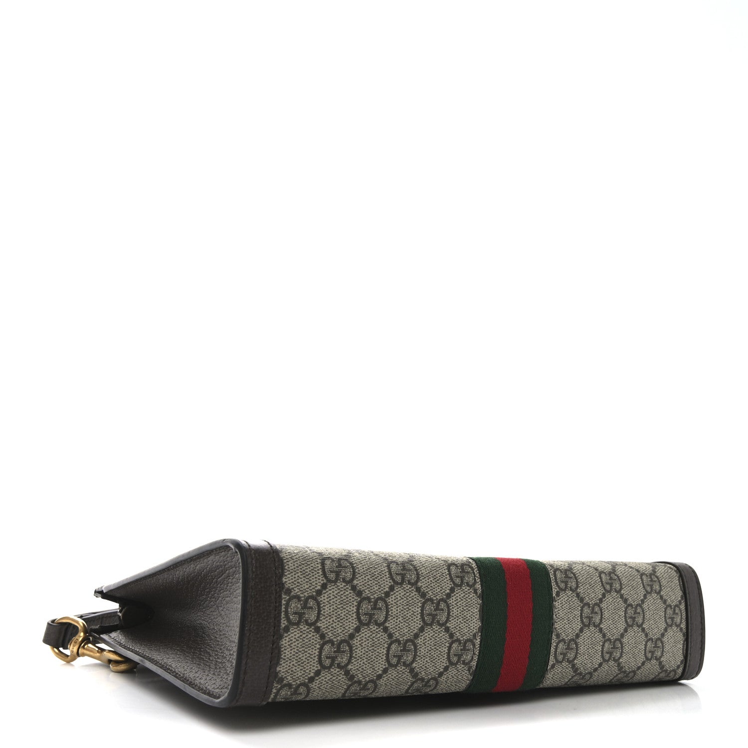 Gucci GG Supreme Monogram Textured Dollar Calfskin Web Small Ophidia Wristlet Pouch Beige Ebony New Acero 4 of 8