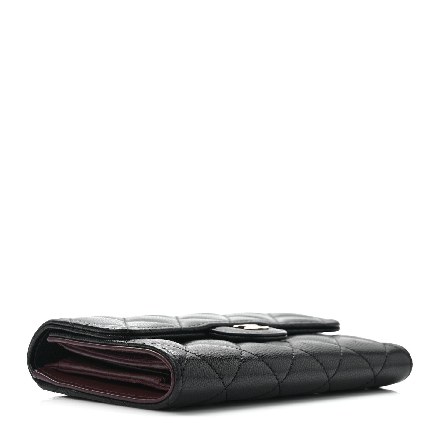Caviar Quilted Medium Flap Wallet Black