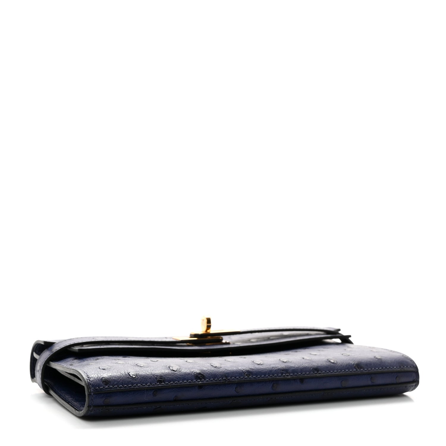 Hermes Ostrich Kelly Longue Wallet Bleu Iris 4 of 9
