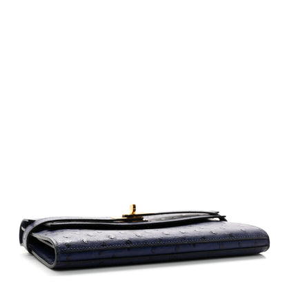 Hermes Ostrich Kelly Longue Wallet Bleu Iris 4 of 9