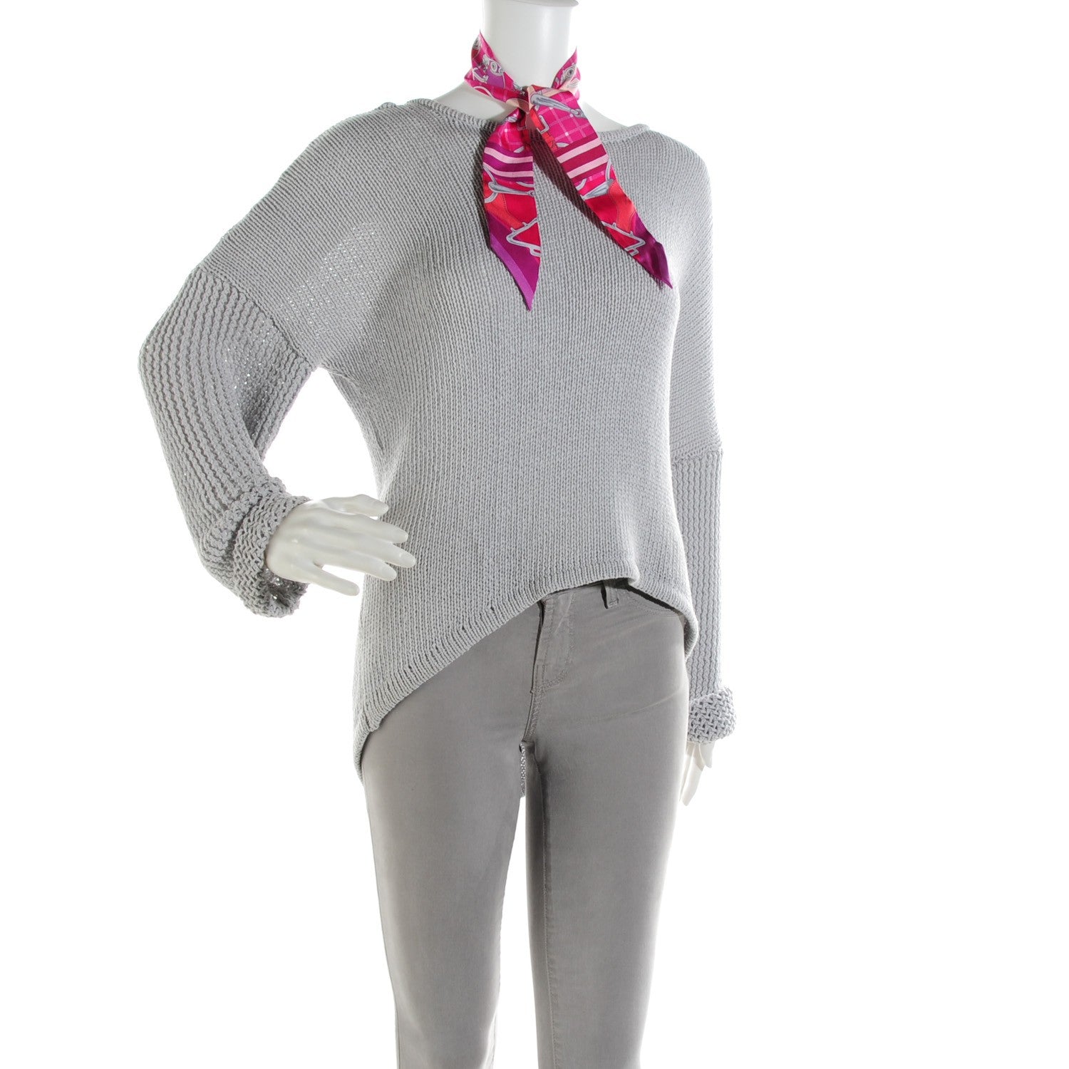 Hermes Silk Tatersale Twilly Fuchsia Rouge Vif Corail 2 of 5