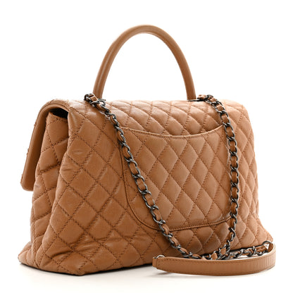 Chanel Caviar Quilted Medium Coco Handle Flap Camel 3 of 14