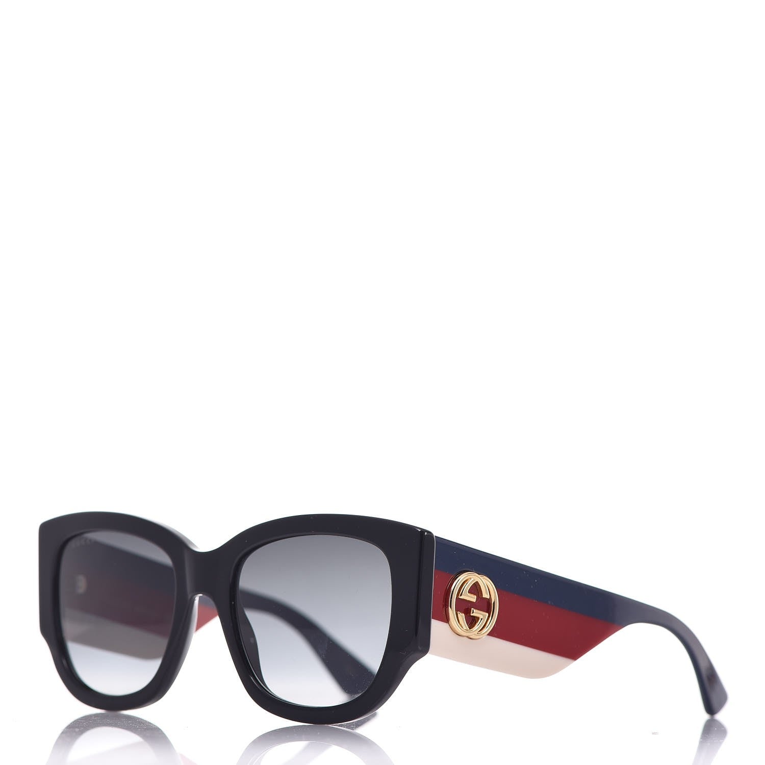 Gucci Acetate Oversized Rectangle Frame Web Sunglasses GG 0276S Black 1 of 10