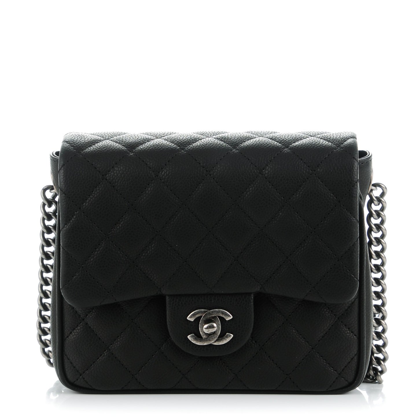 Caviar Quilted Small Rock In Rome Flap Black