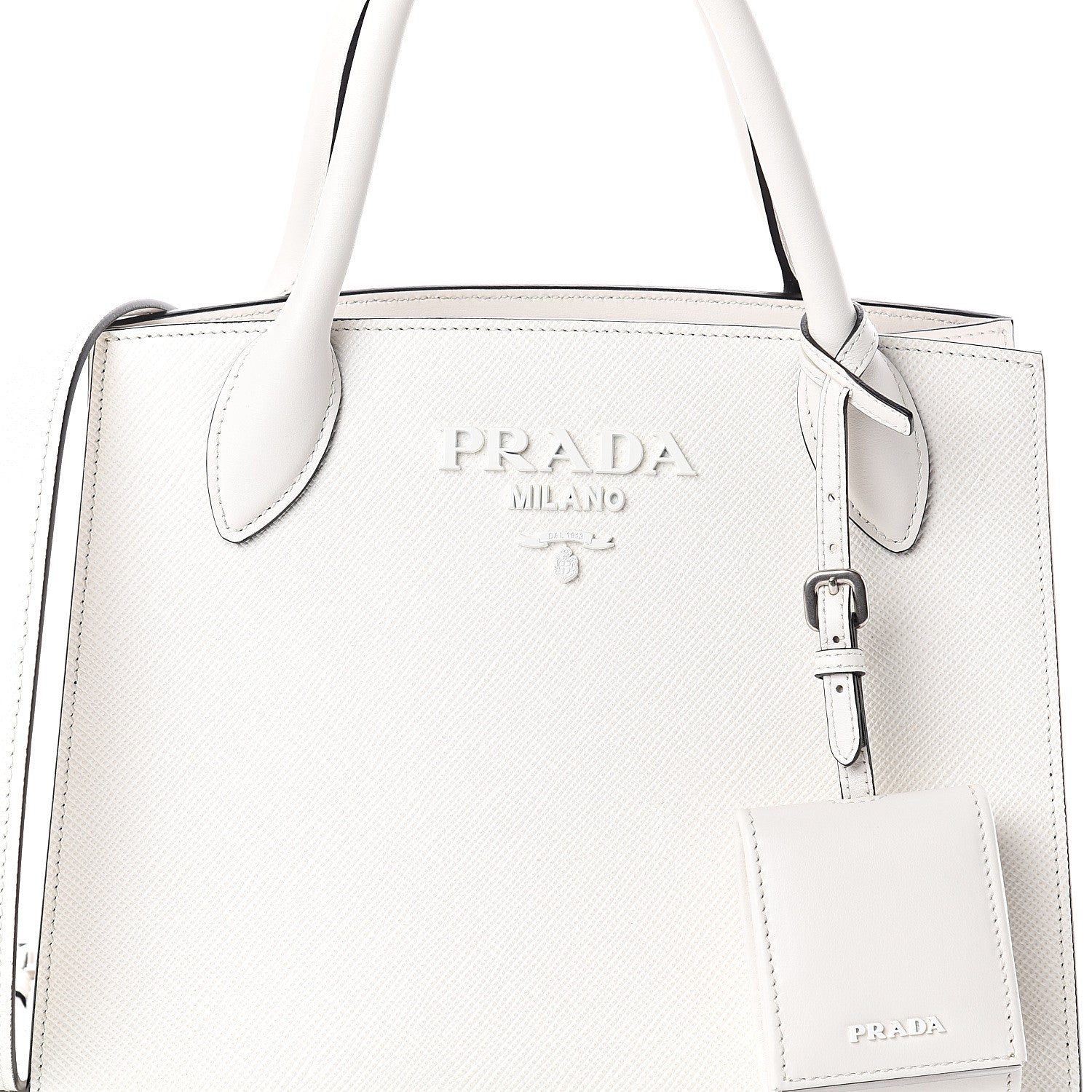 Prada Saffiano Cuir Calfskin Small Monochrome Top Handle Tote White 6 of 8