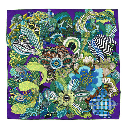 Hermes Silk Fleurs D'Indiennes Scarf 90 Violet Turquoise Absinthe 1 of 3