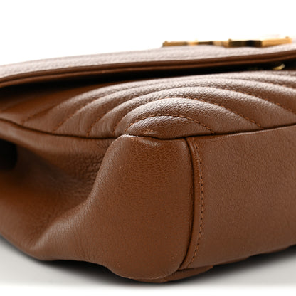 Saint Laurent Sheepskin Matelasse Chevron Monogram Medium College Bag Cognac 9 of 13