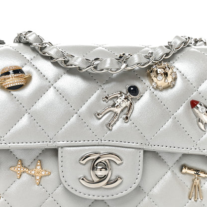 Chanel Metallic Lambskin Quilted Space Charms Mini Rectangular Flap Silver 8 of 10