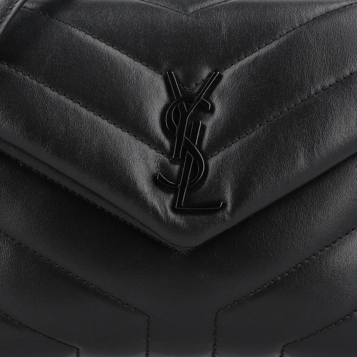 Saint Laurent Calfskin Y Quilted Monogram Toy Loulou Crossbody Bag Black 9 of 11