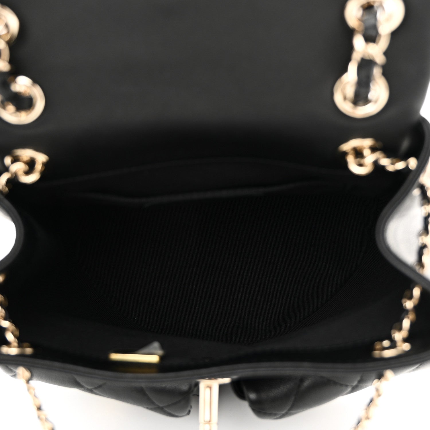 Chanel Calfskin Quilted Medium Duma Pockets Drawstring Backpack Black 5 of 10