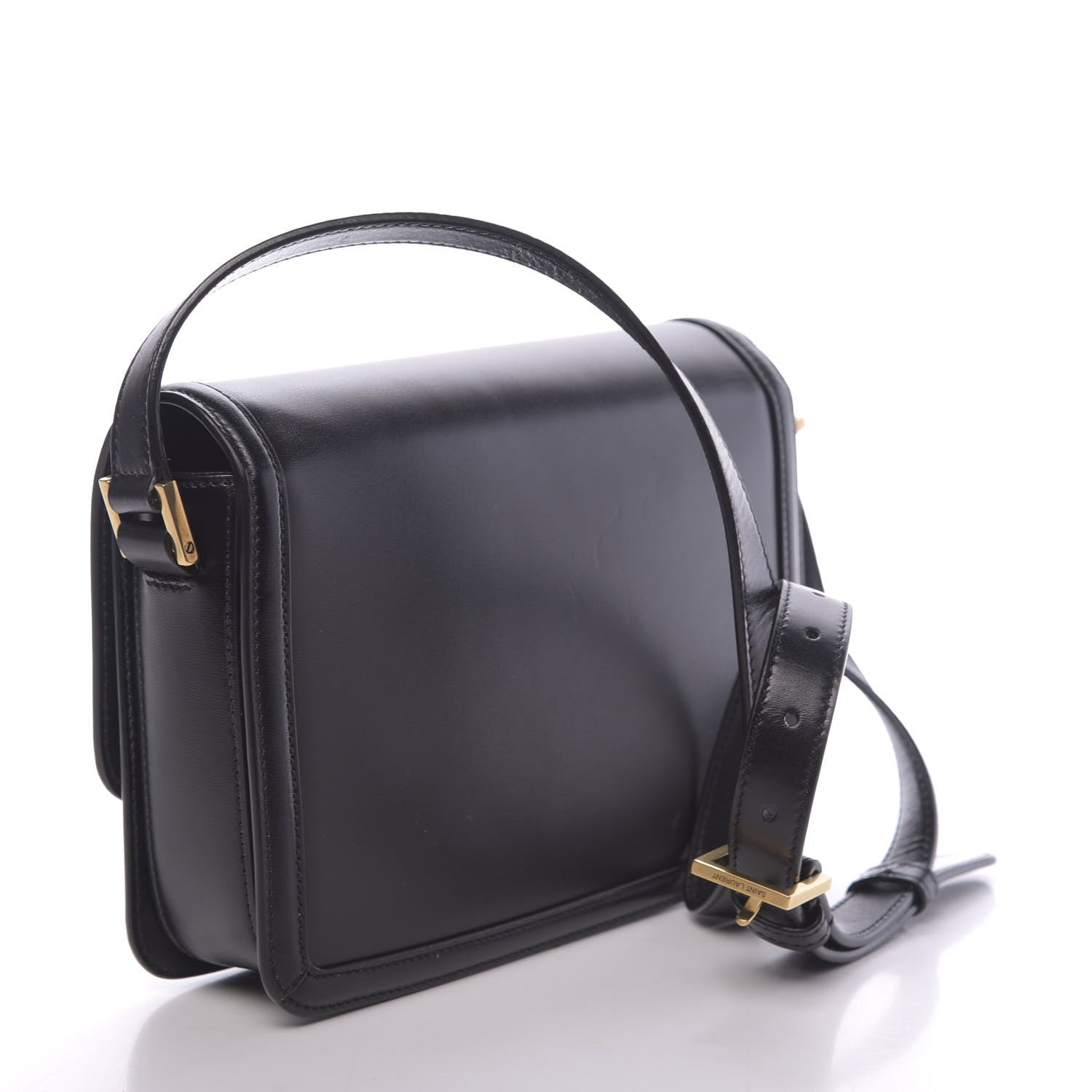 Saint Laurent Box Calfskin Monogram Medium Solferino Satchel Black 3 of 11