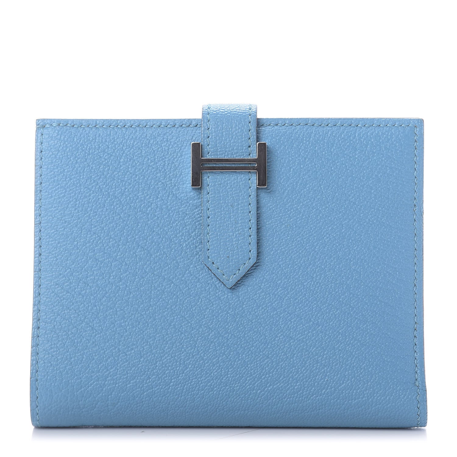Hermes Chevre Mysore Bearn Compact Wallet Celeste 1 of 9