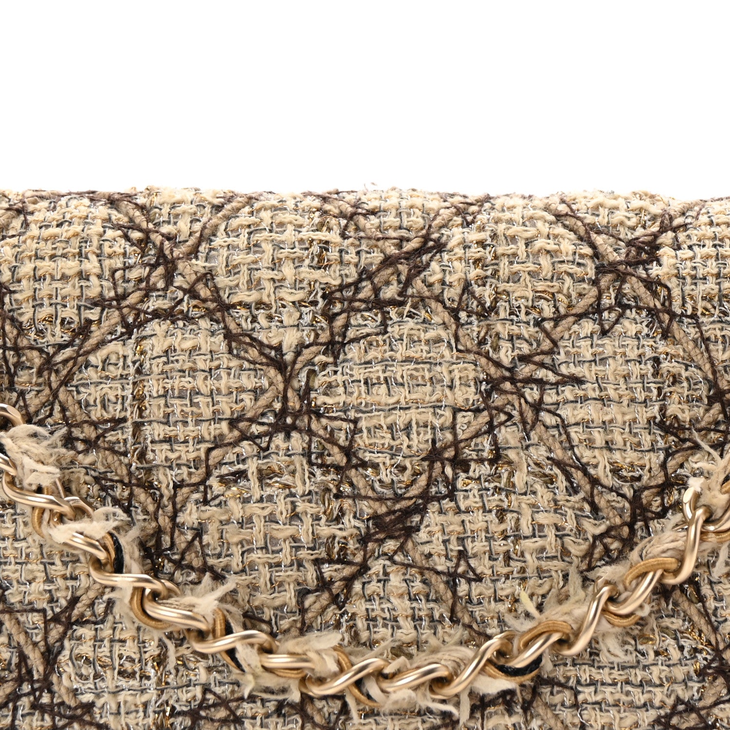 Chanel Metallic Tweed Quilted Medium Single Flap Beige Multicolor 8 of 10
