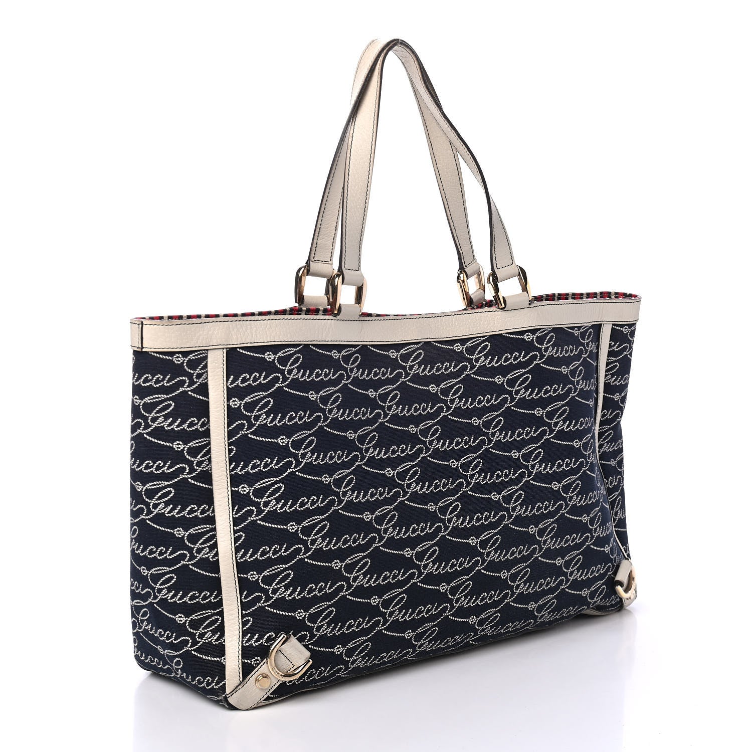 Gucci Canvas Print Large Abbey Tote Navy Off White 2 of 5